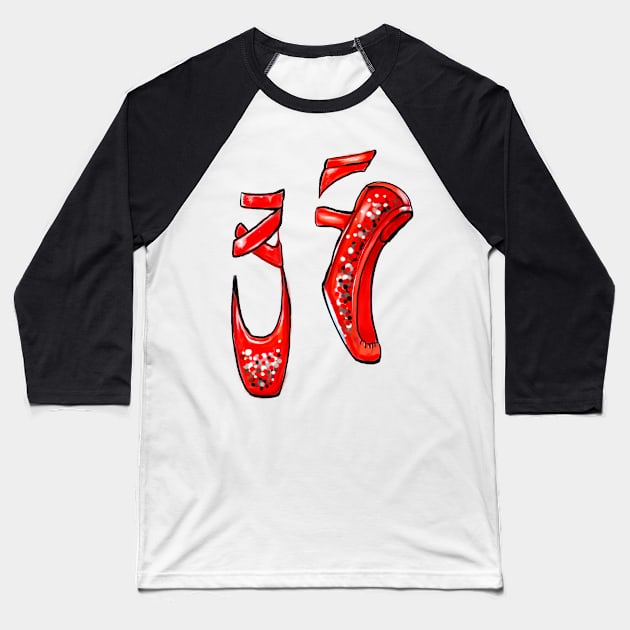 Top 10 best gifts for dancers. Ballet pointe shoes in red. Ballerina dancer dancing dance Baseball T-Shirt by Artonmytee